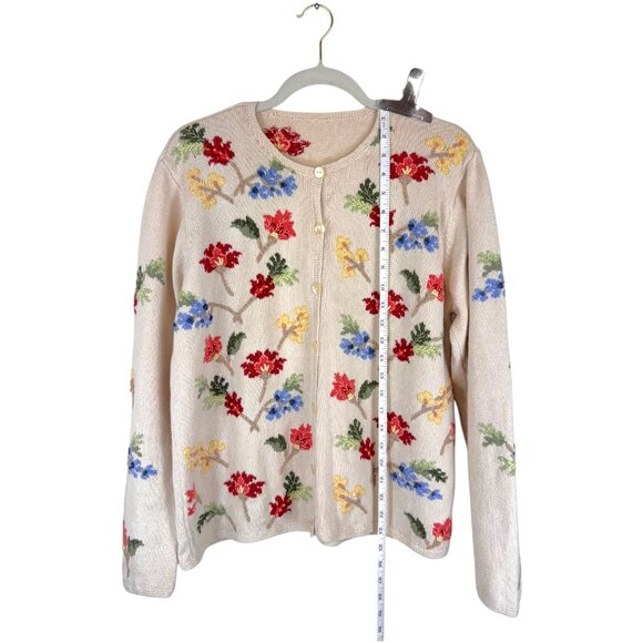 Vintage | Talbots | L | Floral Embroidered Cardigan Sweater | Cottagecore | Y2K - Picture 16 of 16
